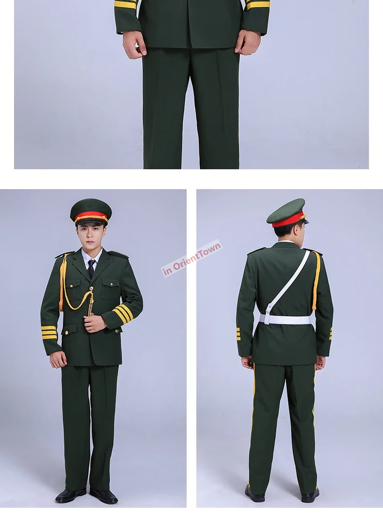 Flaga narodowa męskie instytucje munduru honoruj ​​straży publicznego funkcjonariusza refreny wydajność odzieży wojskowej Flag Flag Ubrania Raiser