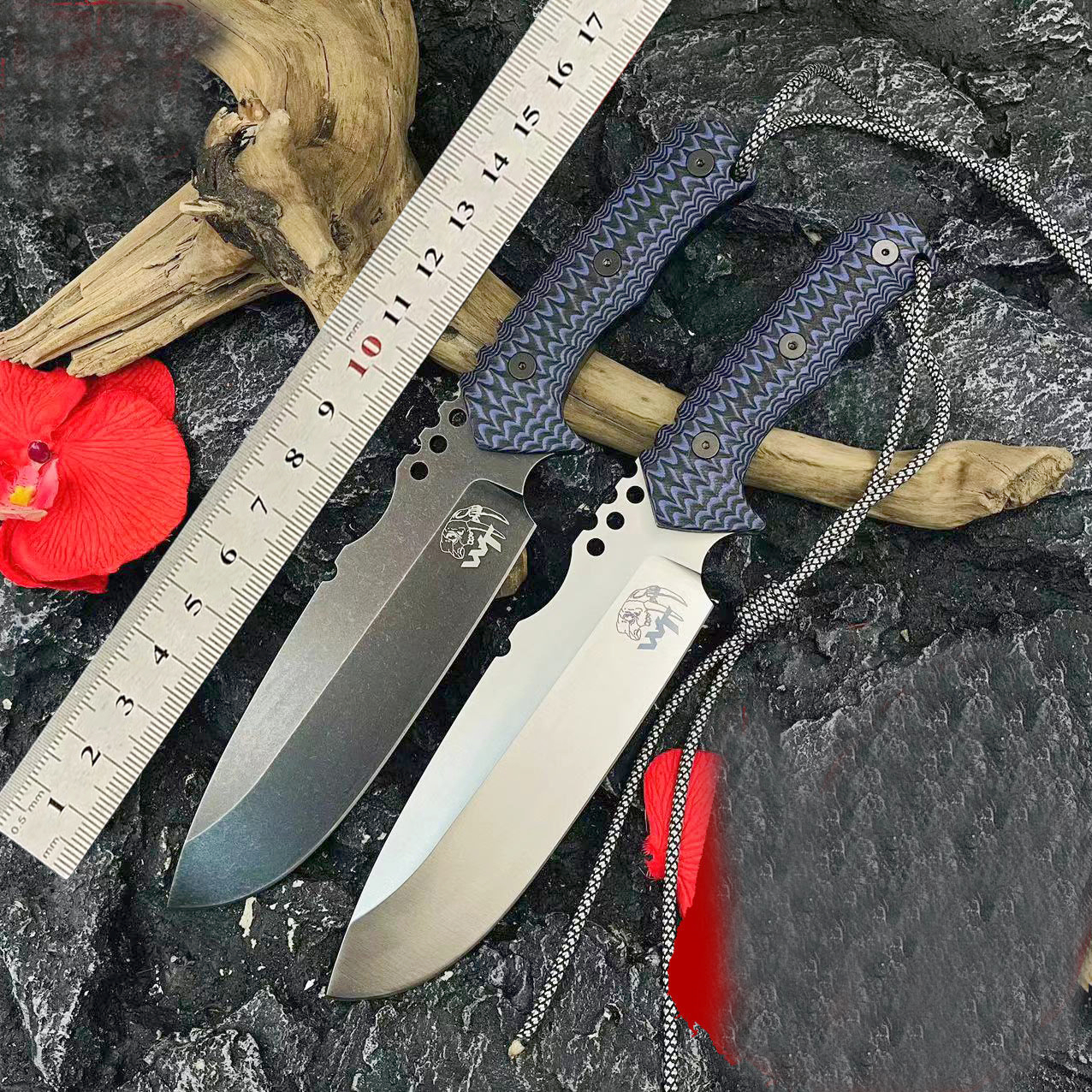 Nouveau A2284 Couteau droit solide VG10 Satin / Stone Wash Drop Point Blade Full Tang G10 Poignée Couteaux tactiques de survie en plein air avec Kydex