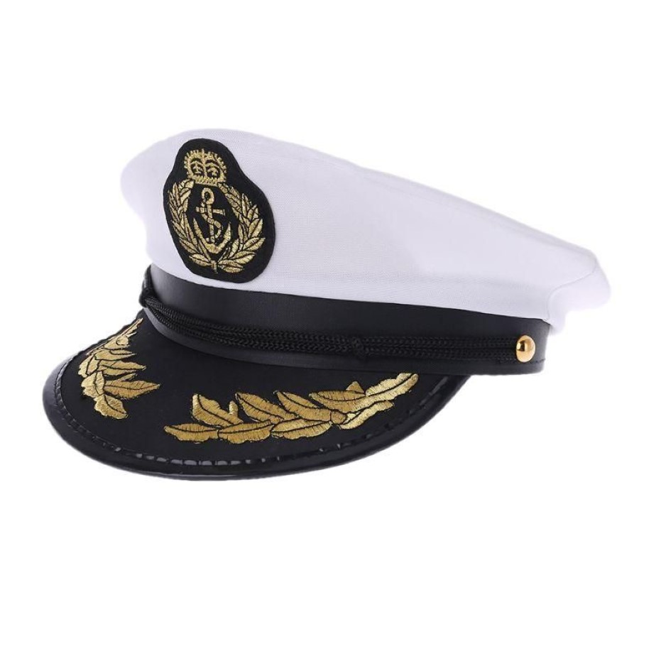 Wide Brim Hats White Adult Yacht Boat Captain Navy Cap Costume Party Cosplay Dress Sailor Hat250j