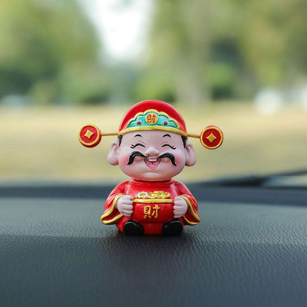 New New Year CAI Shen Statue Figurine Resin Wealth God Of Fortune Dashboard Ornament Car Interior Creative Decoration