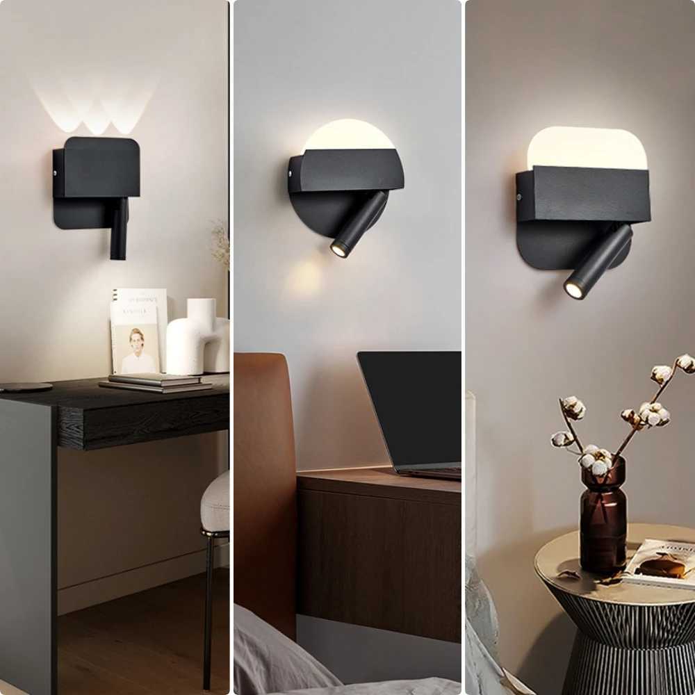 Lámpara de pared Lámpara de pared giratoria 3W 6W 9W 10W Luz de pared LED moderna Decoración del hogar Ángulo ajustable Dormitorio Lámpara de noche para el hogar