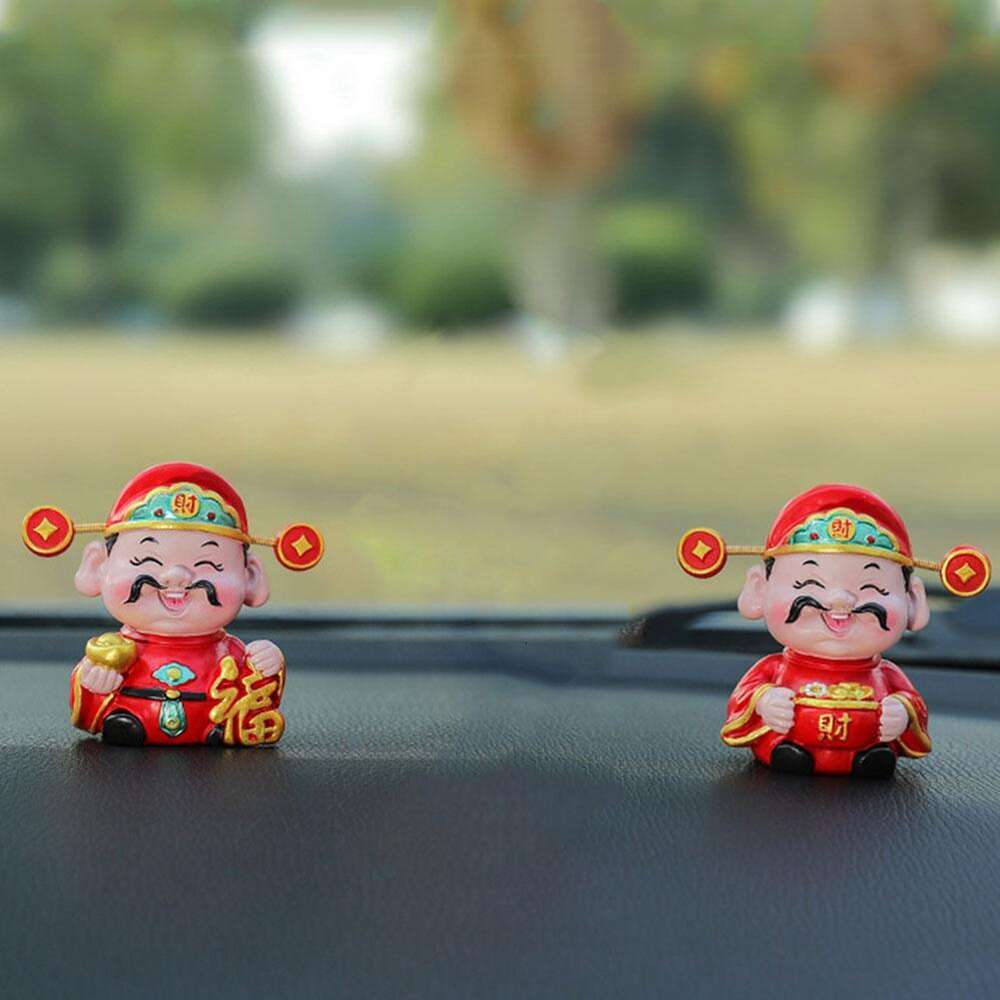 New New Year CAI Shen Statue Figurine Resin Wealth God Of Fortune Dashboard Ornament Car Interior Creative Decoration