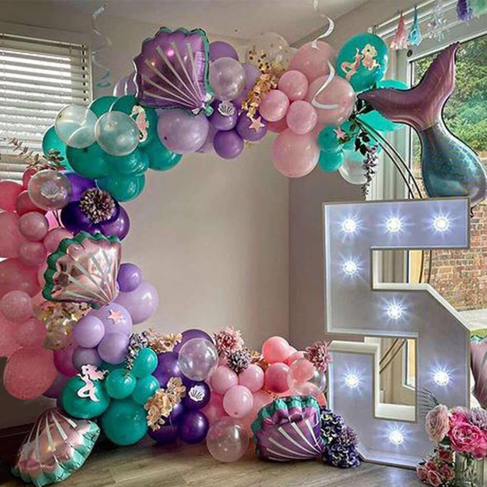 New Garland Kit Purple Blue Sea Shell Balloons Little Mermaid Balloon Arch Set Baby Shower Birthday Party Gifts