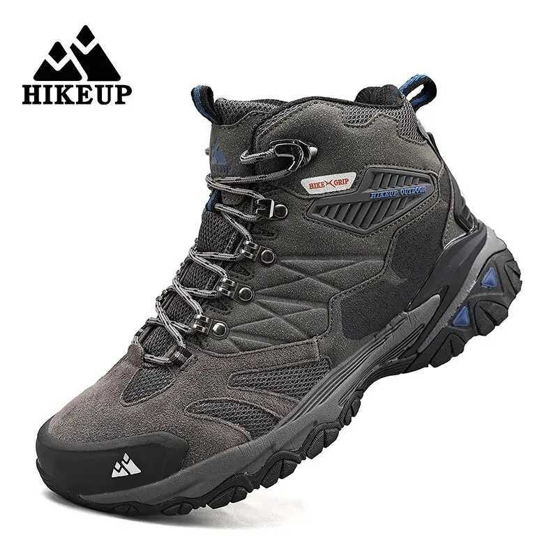 Sapatos ao ar livre Sandálias HIKEUP Bota de Inverno Homens Botas de Caminhada Ao Ar Livre Camurça Alta Top Trekking Homens Sapatos À Prova de Chuva Botas de Combate Tático YQ240301