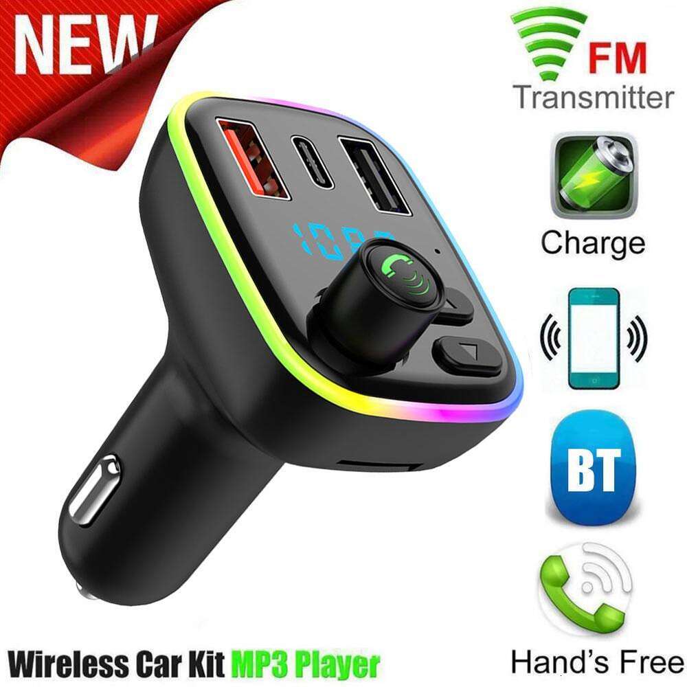 새로운 MP3 플레이어 Bluetooth 수신기 빠른 자동차 송신기 FM 듀얼 포트 조명 화려한 USB 12-24V 충전 Ambie U0S0