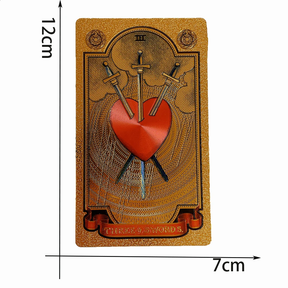 Dos de carte dorée en PVC, estampage de Tarot en feuille d'or, carte de jeu de société imperméable et résistante à l'usure, coffret cadeau de luxe de Divination 240223