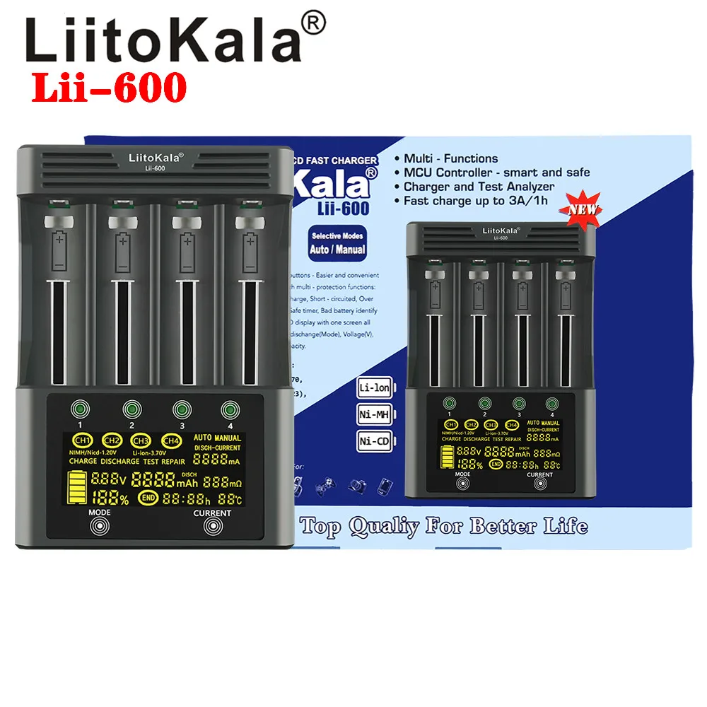 Liitokala lii-pd2 lii-pd4 lii-s8 lii-500 lii-600 chargeur de batterie lii-pl2 pour 18650 26650 21700 AA AAA 3.7V Lithium Nimh Batterie