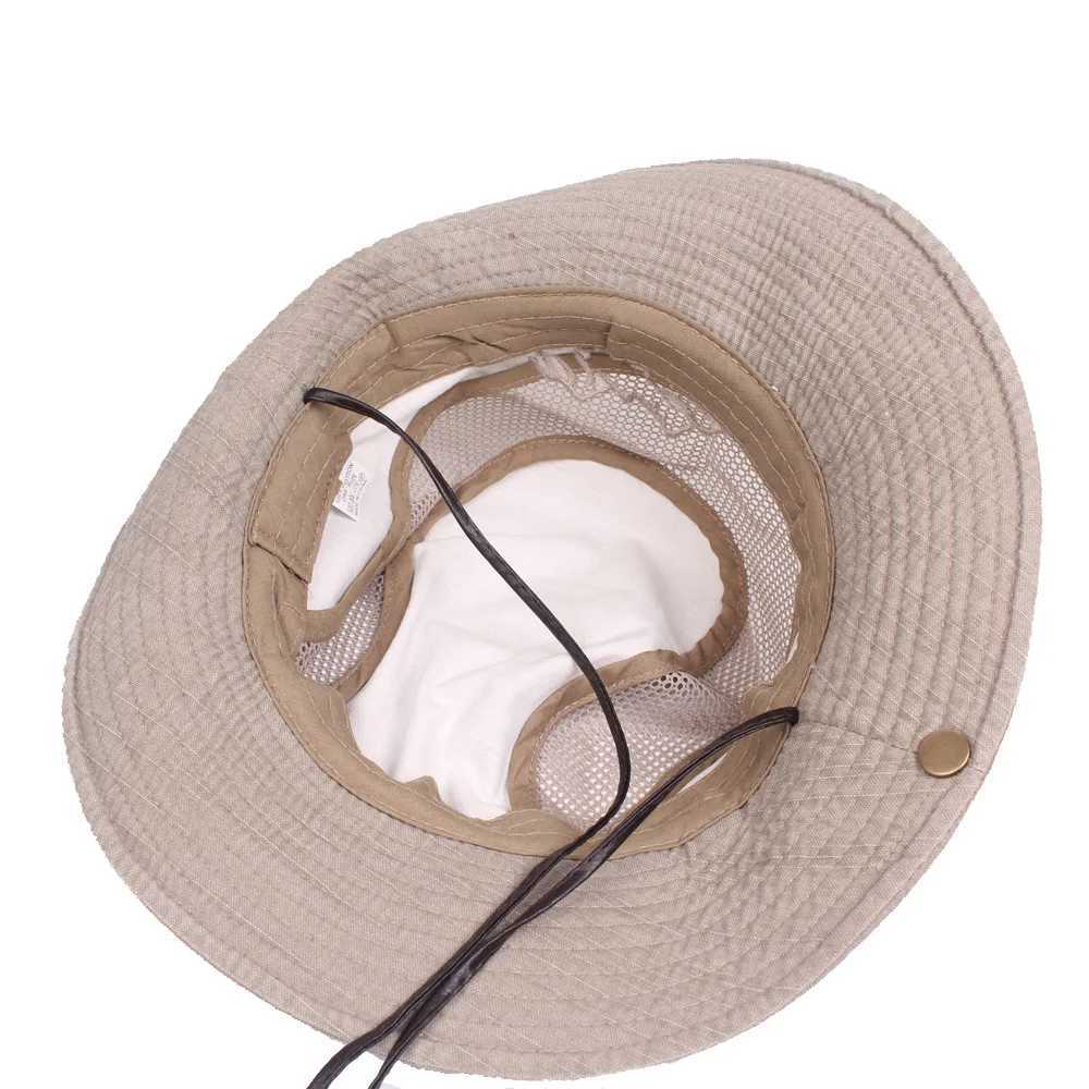 Chapeaux larges bord Chapeaux bobs Chapeau de seau en plein air pour hommes été respirant Panama chapeau coton jungle filet de pêche chapeau randonnée plage protection solaire chapeau hommes chapeau de protection J240