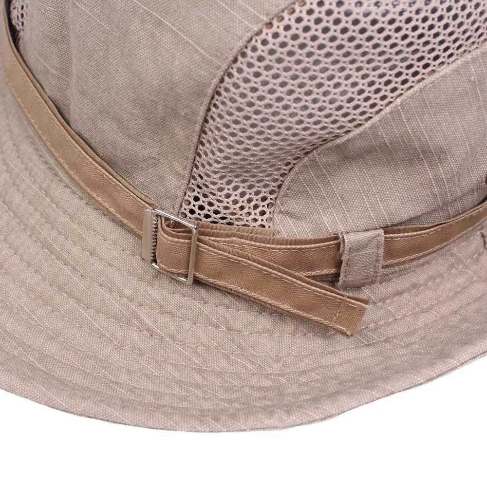 Chapeaux larges bord Chapeaux bobs Chapeau de seau en plein air pour hommes été respirant Panama chapeau coton jungle filet de pêche chapeau randonnée plage protection solaire chapeau hommes chapeau de protection J240