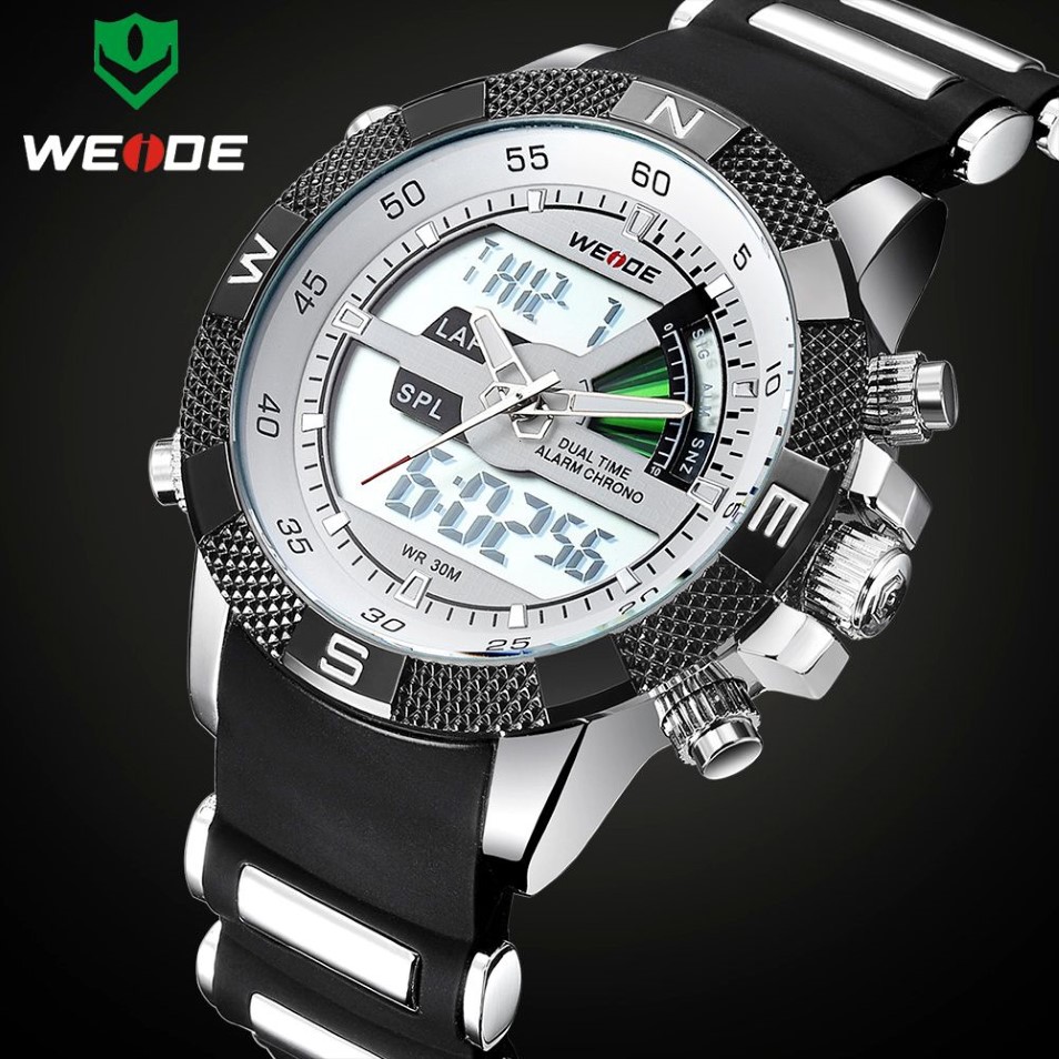 Luxury Brand WEIDE Uomo Moda Orologi sportivi Quarzo da uomo analogico LED Orologio da polso militare maschile Relogio Masculino LY191263Y