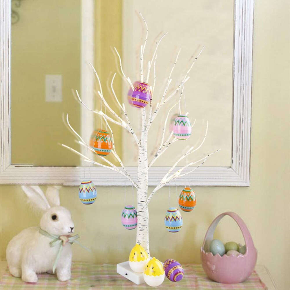 جديد Twinkling Bonsai Decorations Carrot Egg Hanging Birch Tree for Easter Party Decor