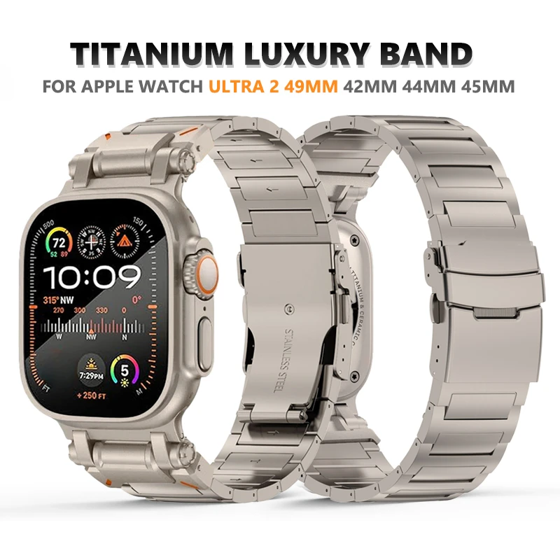 Nadaje się do Apple Watch Series 9 8 7 45 mm Ultra 2 49 mm Metal Titanium Alloy Business Men's Pasp