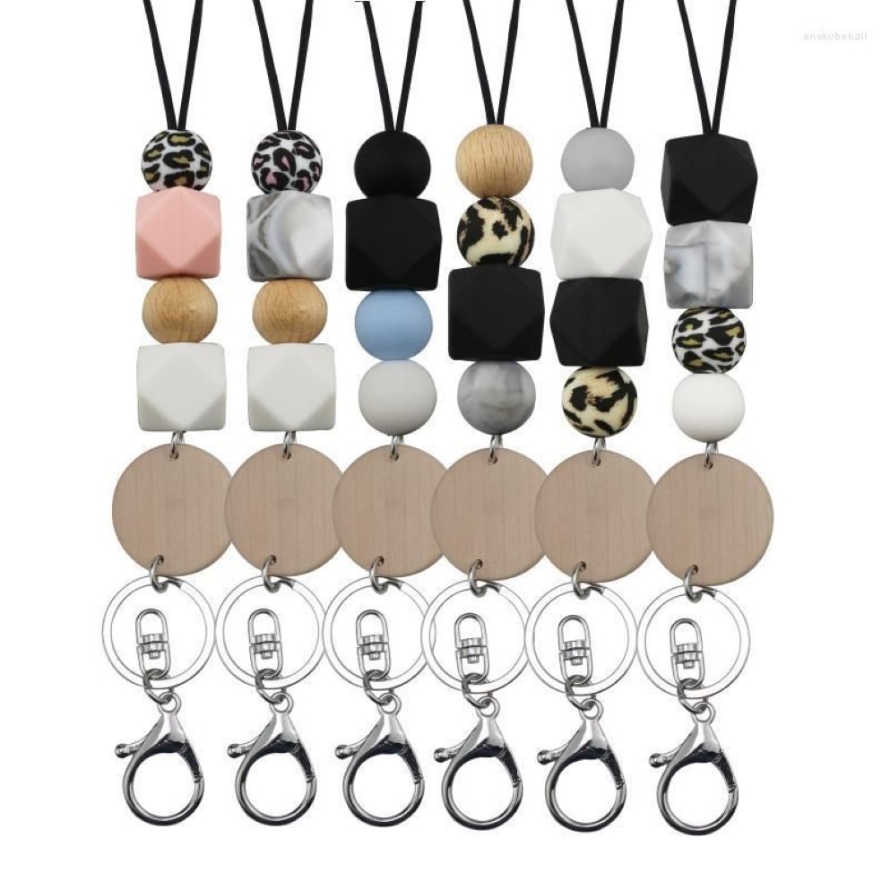 Keychains ID Badge Holder Teacher Lanyards Business Card Beaded Lanyard Necklace Breakaway Key Chain Silicone Office School Suppli300i