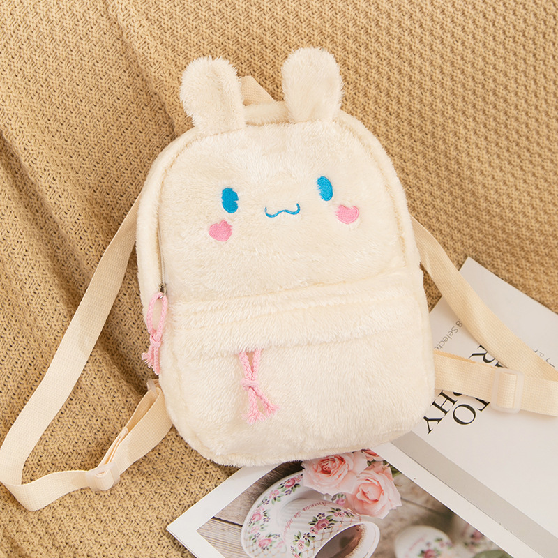 Hot selling Korean version of Instagram cute furry large capacity backpack 2023 new cartoon street candy colored plush backpack