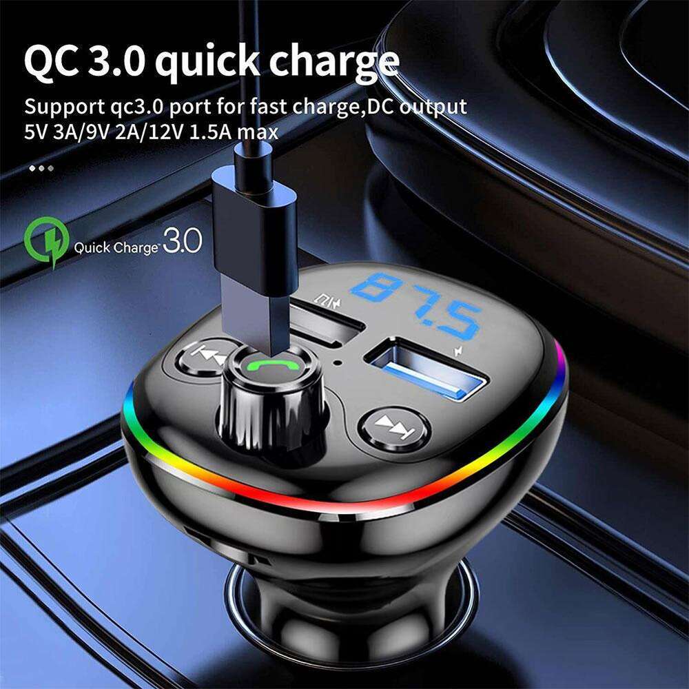 New Bluetooth 5.0 FM Transmitter Handsfree Car Modulator Mp3 Player USB Fast Charger Cigarette Lighter Radio Music Adapter