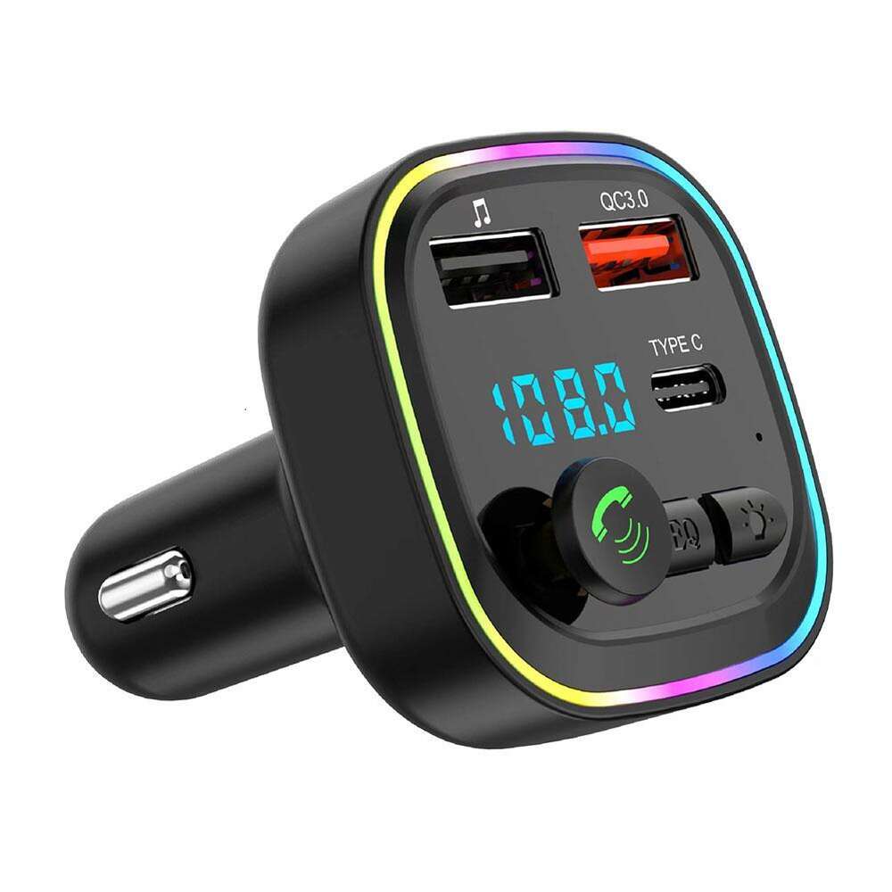 Ny MP3 -modulator Playercar Bluetooth 5.0 FM Handsfree USB Calling With Ambient Light Sändar Charger Fast Dual Q3T3