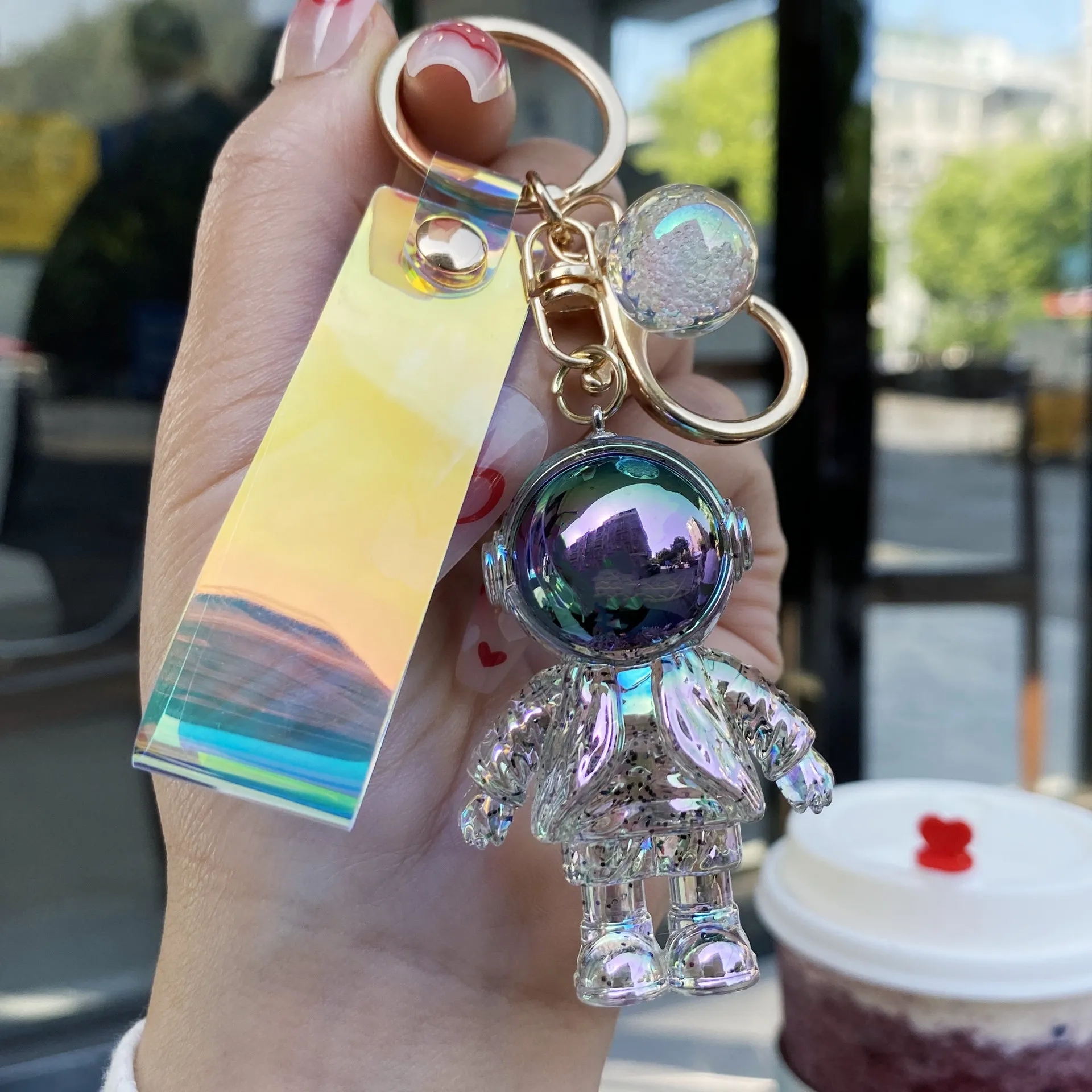 acrylic crystal Keychains astronaut astronaut key chain creative car bag transparent pendant