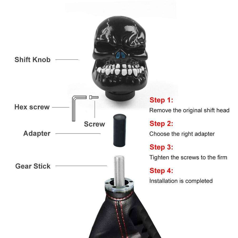 New Racing Universal For Manual Car Gear Stick Shifter Knob Shift Lever Handle Skeleton Skull Head Decor