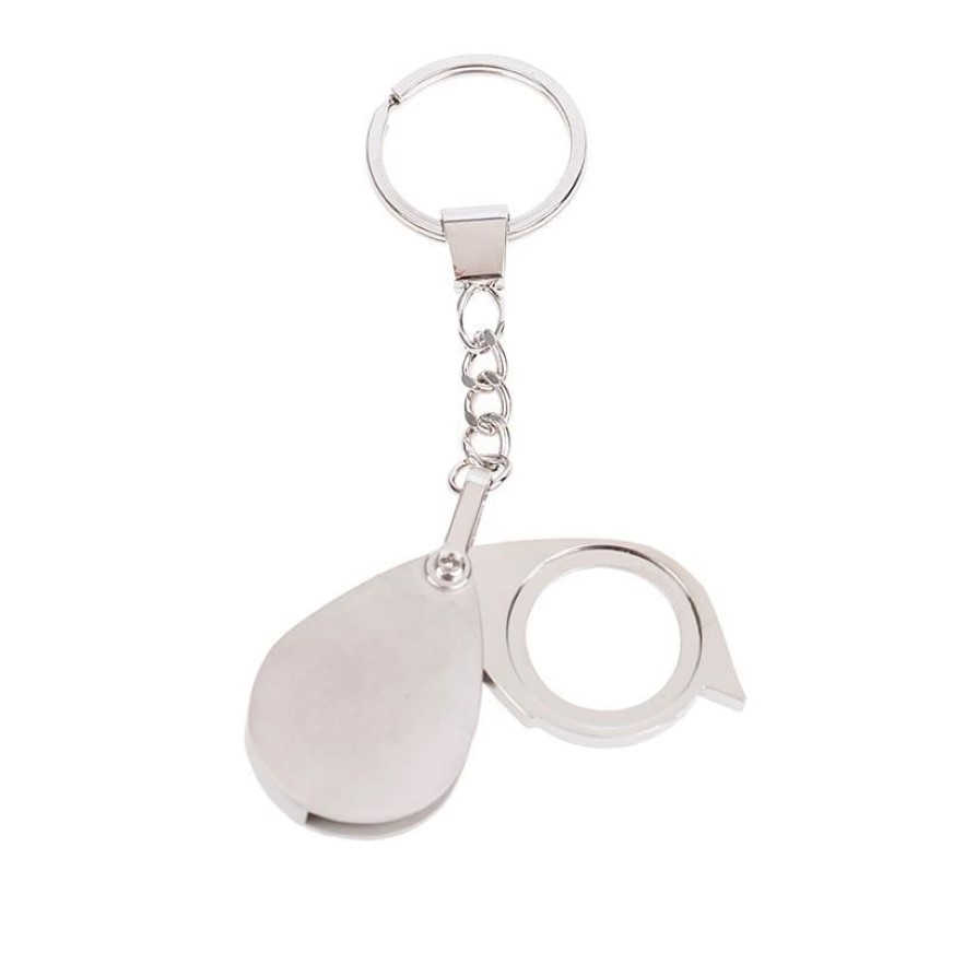 Keychains handhållna loupe fällficka 10x 15x Förstoringsstorningsglaslins med nyckelring bärbar metall silver färg277a