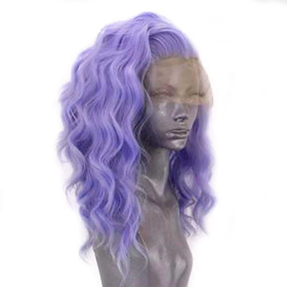Perucas de cabelo curto bob roxo cor perucas sintéticas solta onda ondulada parte livre calor fibra peruca dianteira do laço feminino usar cosplay maquiagem 240306