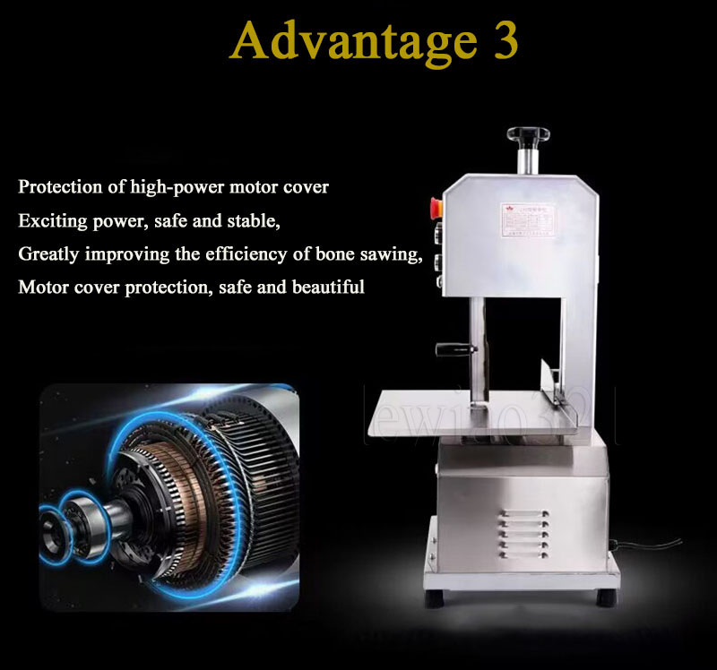 Commercial Electric Meat Bandsaw 1100W Stainless Steel Vertical Bone Sawing Machine Cutting Kitchen