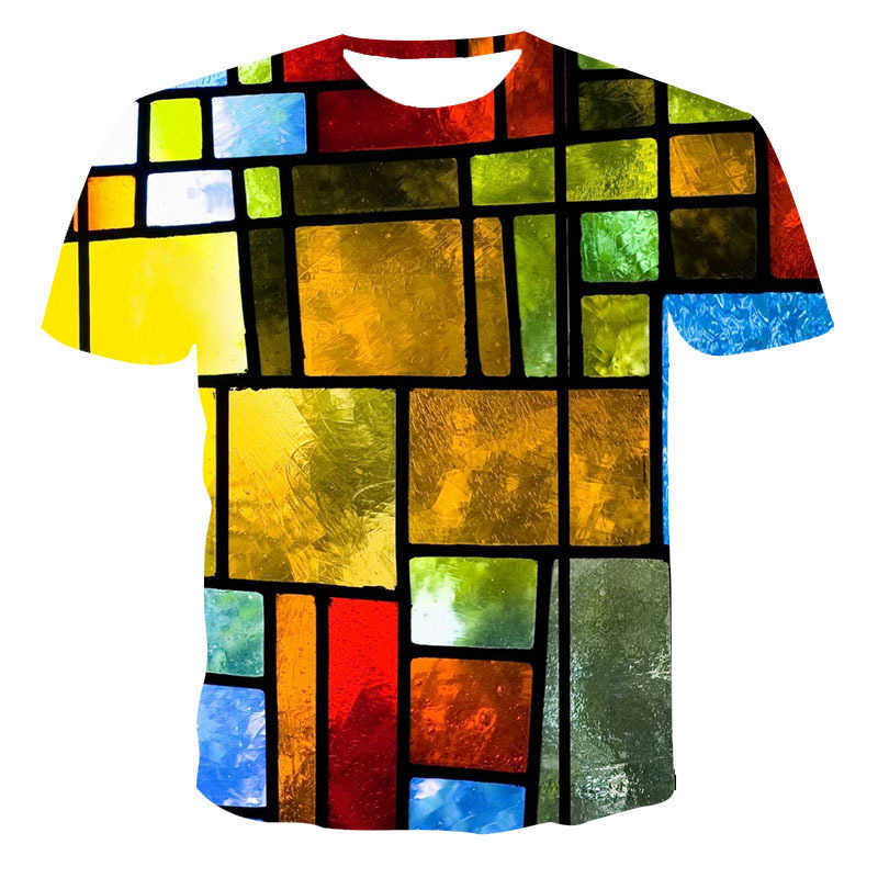 Herren-T-Shirts, geometrisches Design, 3D-Kinder-T-Shirt, Herren-Sommer-Kurzarm