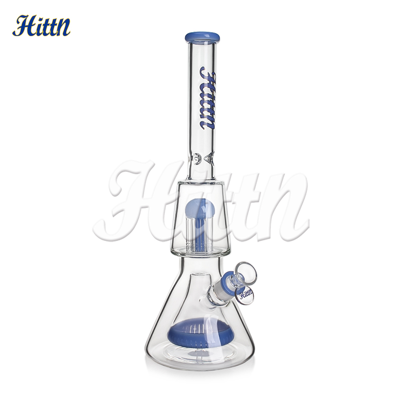 Hittn Glass Bong Double Beaker Bas Water Bong 8 Tree Arms Pyramid Perc Högkvalitativ handblåst Borosilikat 420 Bong för rökning 14,6 tum