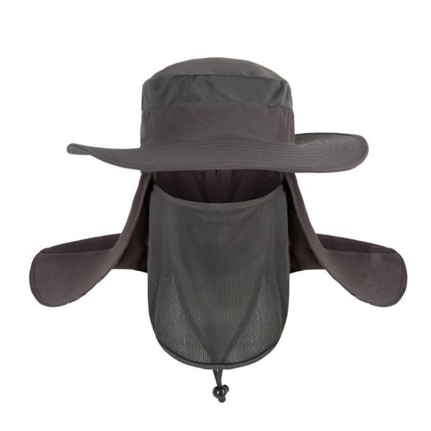 Männer Frauen Outdoor-Gartenhut mit Gesichtshalsklappe Krempe Kappe Expedition Angelhüte für Comping-Forschung UV-Sonnenschutz Nice241E