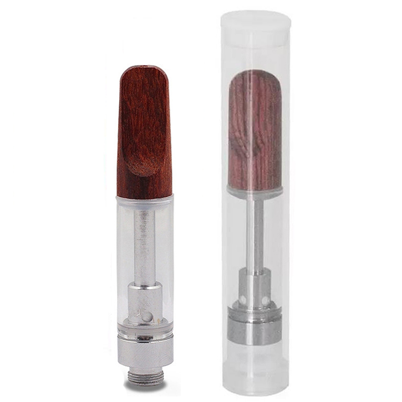 Holz TH205 Zerstäuber Holz Keramik Glas Vape Patronen 0,5 ml 0,8 ml 1,0 ml 510 Gewinde Leere Wagen mit Kunststoffrohren