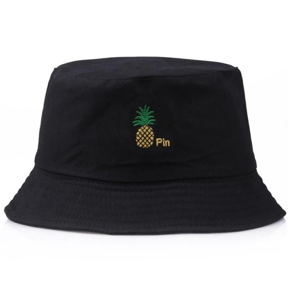 Män kvinnor ananas hink hatt hip hop fiskare panama hattar broderi bomull utomhus sommar avslappnad swag bob visor cap brim204d