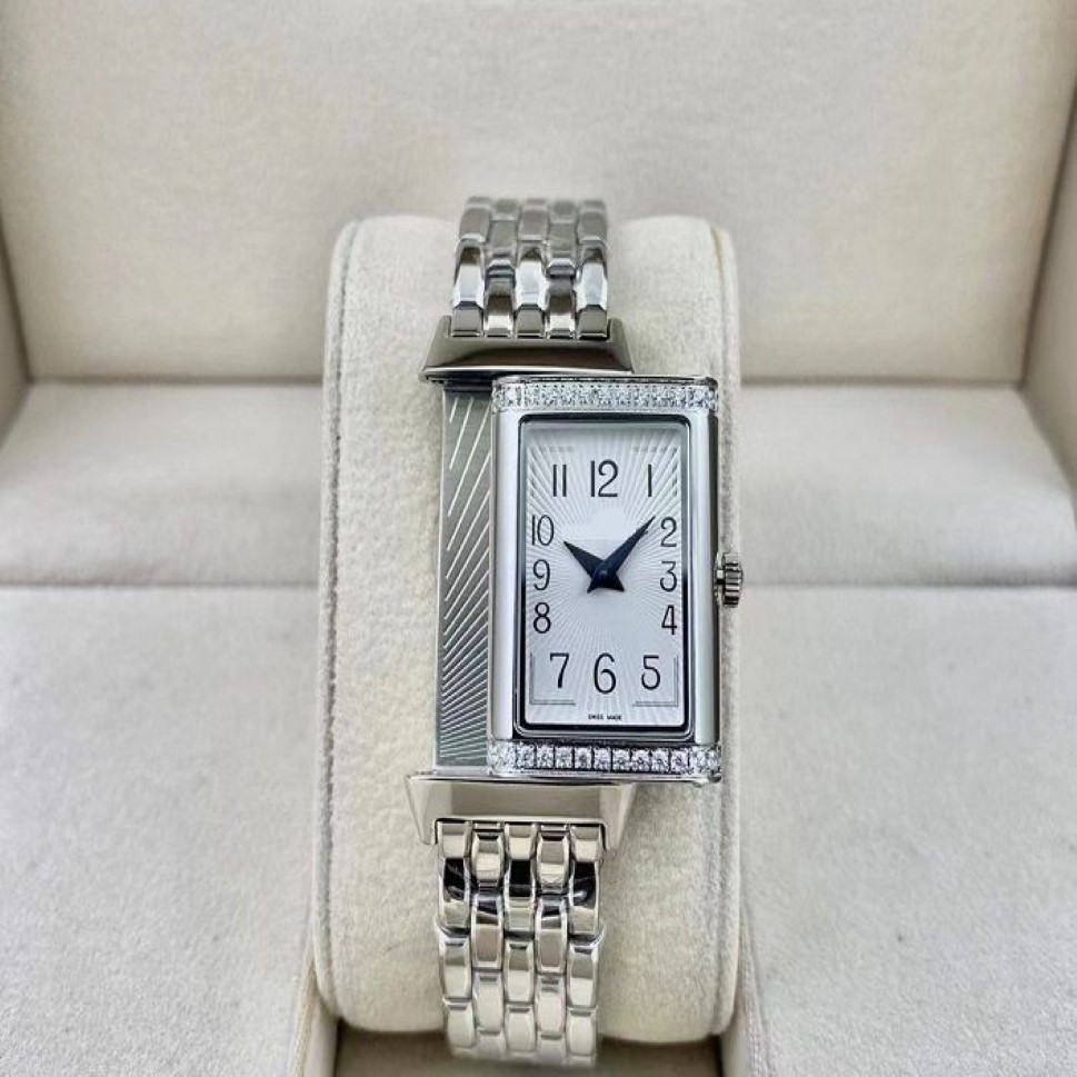 NEUESTE kleine 23x39mm Damenuhr Reverso Ultra Thin Liebhaber heiraten Edelstahl Vintage Lady Edition Quarz hochwertiges Mädchen wat180g