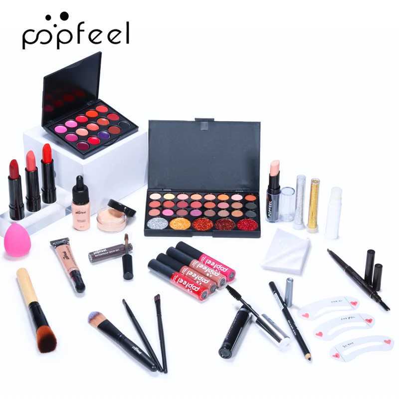 Makeup Tools PopFeel Makeup Kit allt i en full ansiktsmakeup Set Eye Shadow Lip Gloss Eyeliner Makeup Borstar Cosmetics Bag Makeup Products