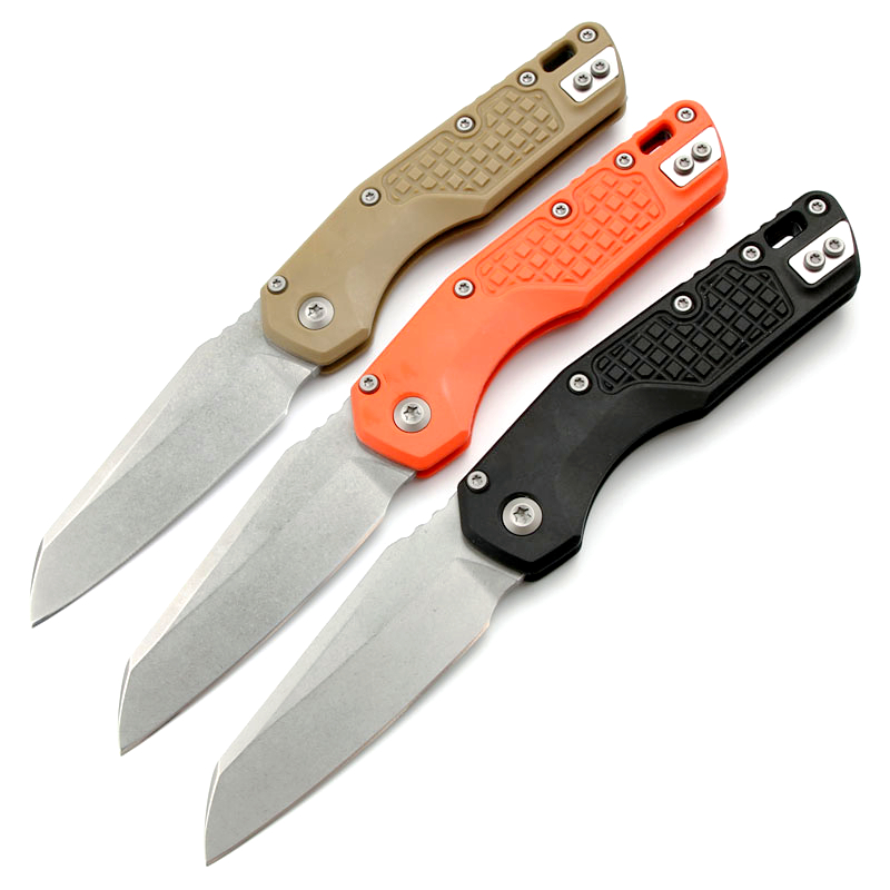 New A2297 MSI Folding Knife D2 Stone Wash Tanto Point Blade CNC GFN Handle Outdoor Camping Hiking Ball Bearing Fast Open Folder Knives