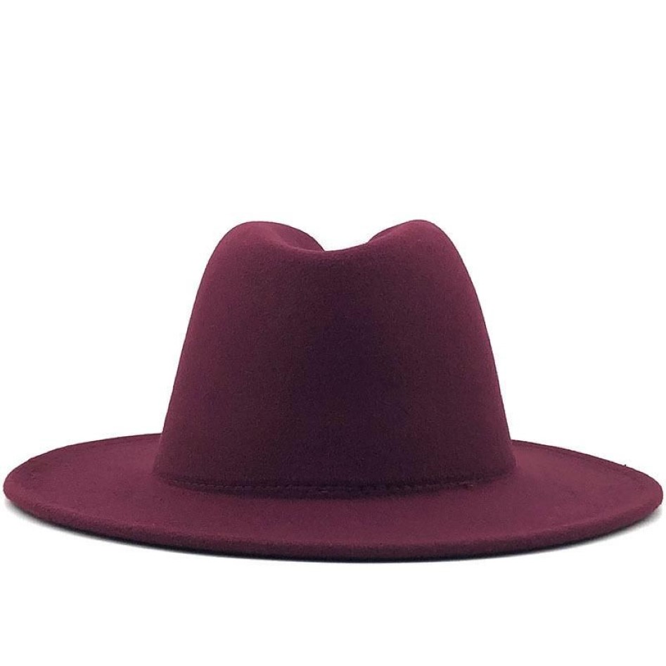 Klasyki Kobiety mężczyźni zewnętrzne wino czerwona czarna czarna wełna poczuła jazz dwukrotny fedora kapelusz vintage brytyjski styl szeroki brzeg panama cap287p