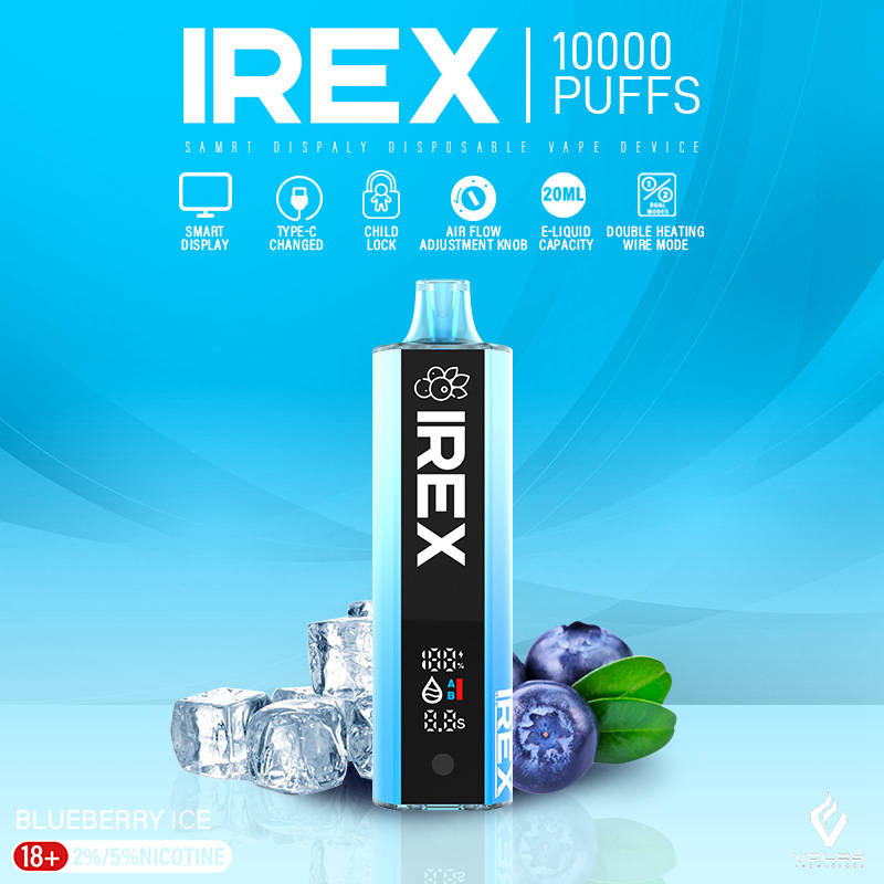 Лидер продаж в ЕС, цифровой экран, вейп-ручка Irex 10000 Puffs, одноразовая вейп-ручка 10K, 12K, 15K Puff Vapes, предварительно заполненные капсулы с 2% 5% никотина, электронные сигареты