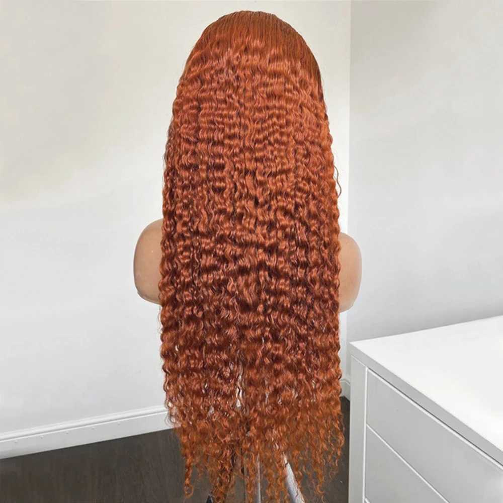 Perucas de cabelo laranja cabelo kinky onda peruca sintética profunda ondulado resistente ao calor natural linha fina perucas dianteiras cosplay maquiagem uso peruca 240306