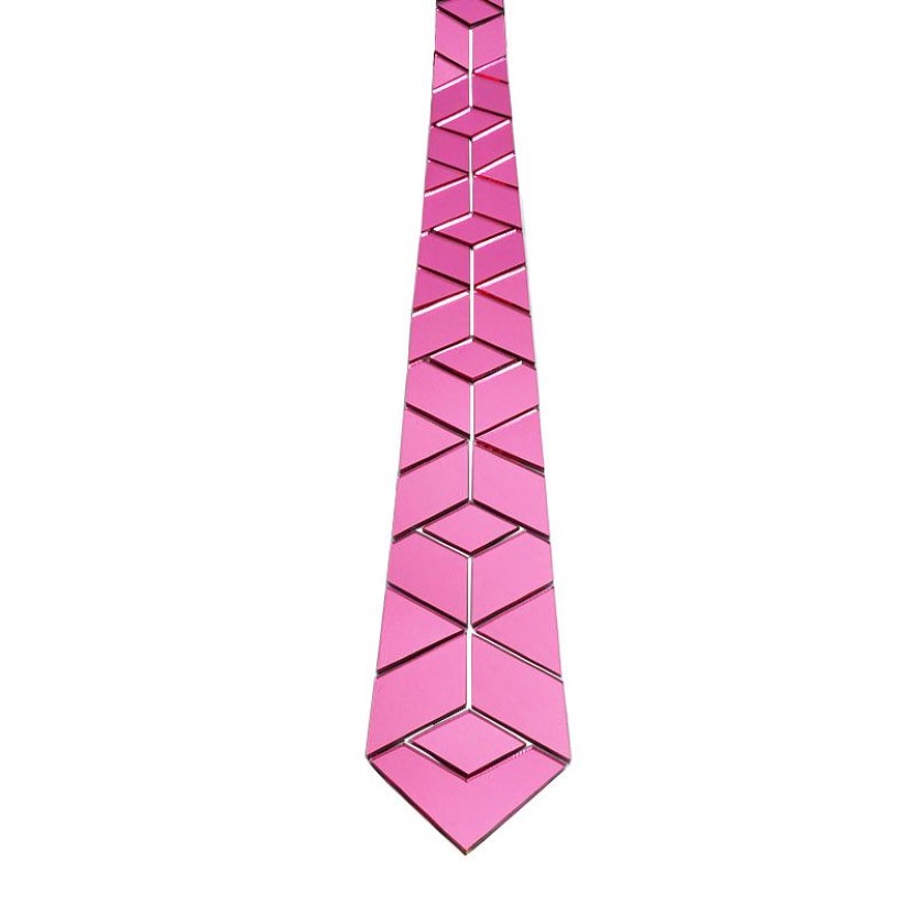 ネックタイスアクリルミラーメン光沢のあるネクタイファッションジュエリーピンクのスキニーダイヤモンド格子形の幾何学的なスリムブリングブリング1258J