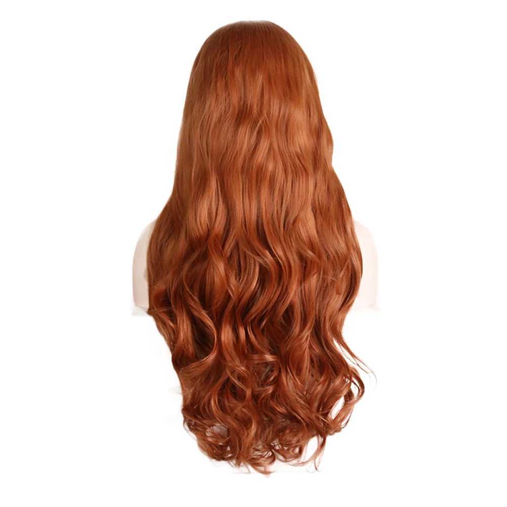 Peruki do włosów naturalne fala długie pomarańczowe brązowe, odporne na ciepło syntetyczne koronkowe peruki dla kobiet makijaż cosplay używa peruki 240306