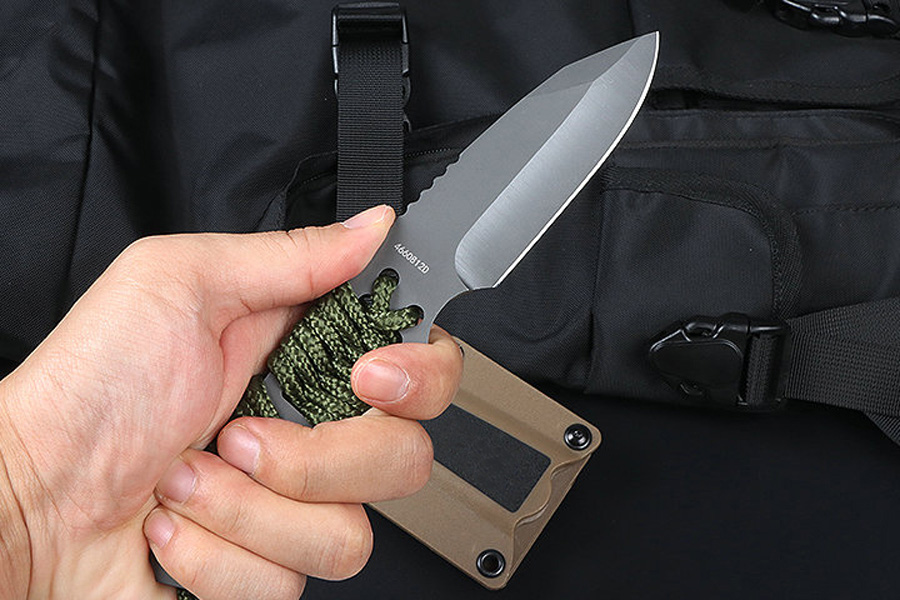 New A2289 Outdoor Straight Knife 3Cr13Mov Titanium Coating Drop Point Blade Full Tang Paracord Handle Fixed Blade Tactical Knives with ABS Sheath