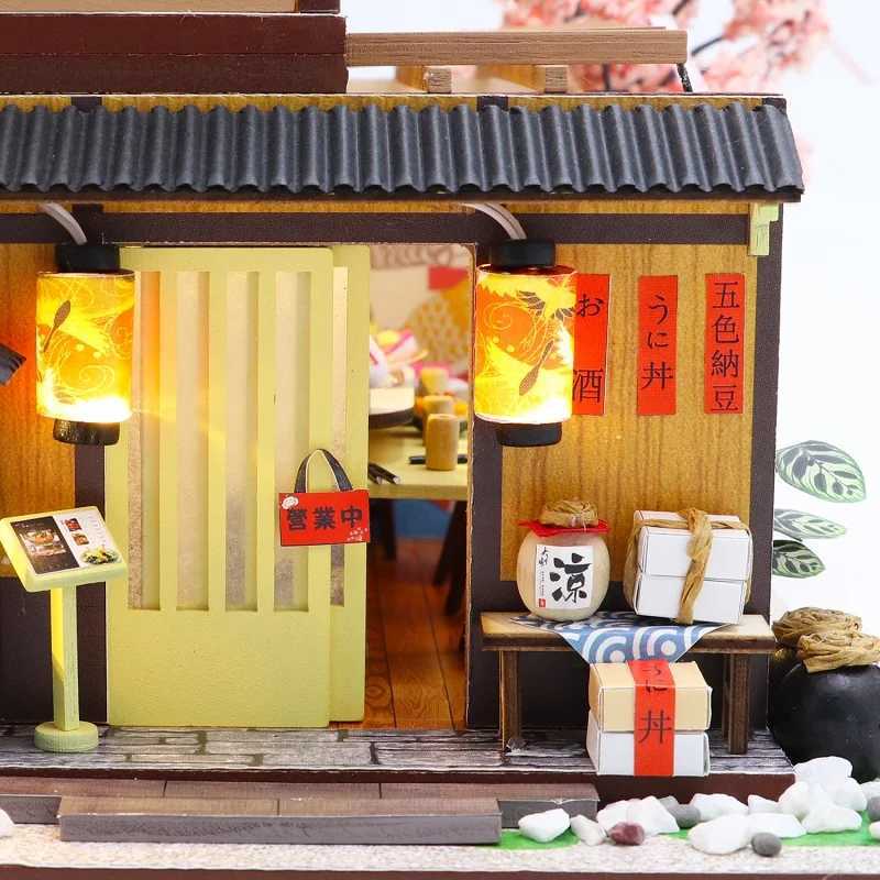 Architecture/DIY House Creative handmade and assembled cherry blossom sushi shop house doll house girls classmates teenagers adult birthday gifts
