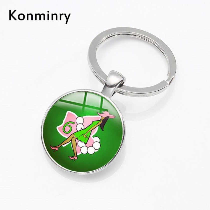 Konmniry AKA Sorority Verre Dôme Porte-clés Charmes Kap Argent Porte-clés Femmes Hommes Mode Jewelry282Q