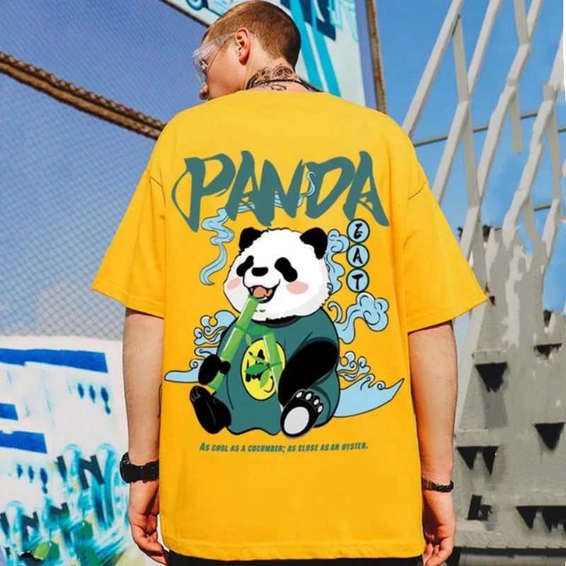 T-shirts masculins kawaii vintage anime panda imprimement t-shirt drôle hommes d'été