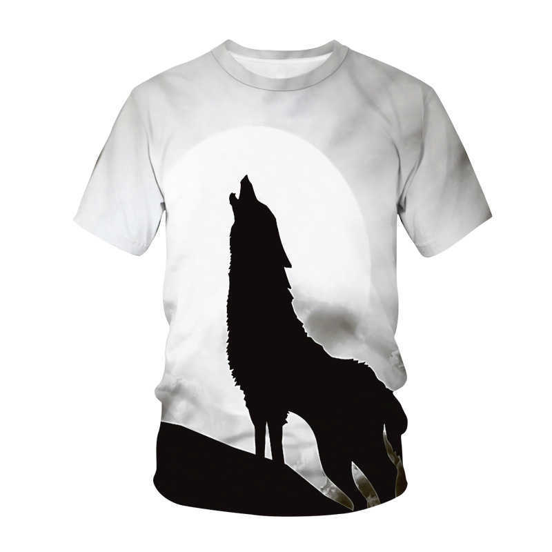 Men's T-shirts 3d Mens T-shirt Animal Wolf Cool Round Neck Short Sleeve