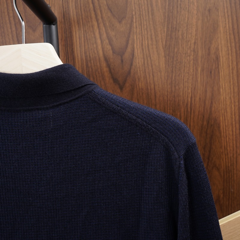 Men Polos Winter Brioni Navy Blue Real Cashmere Sevents