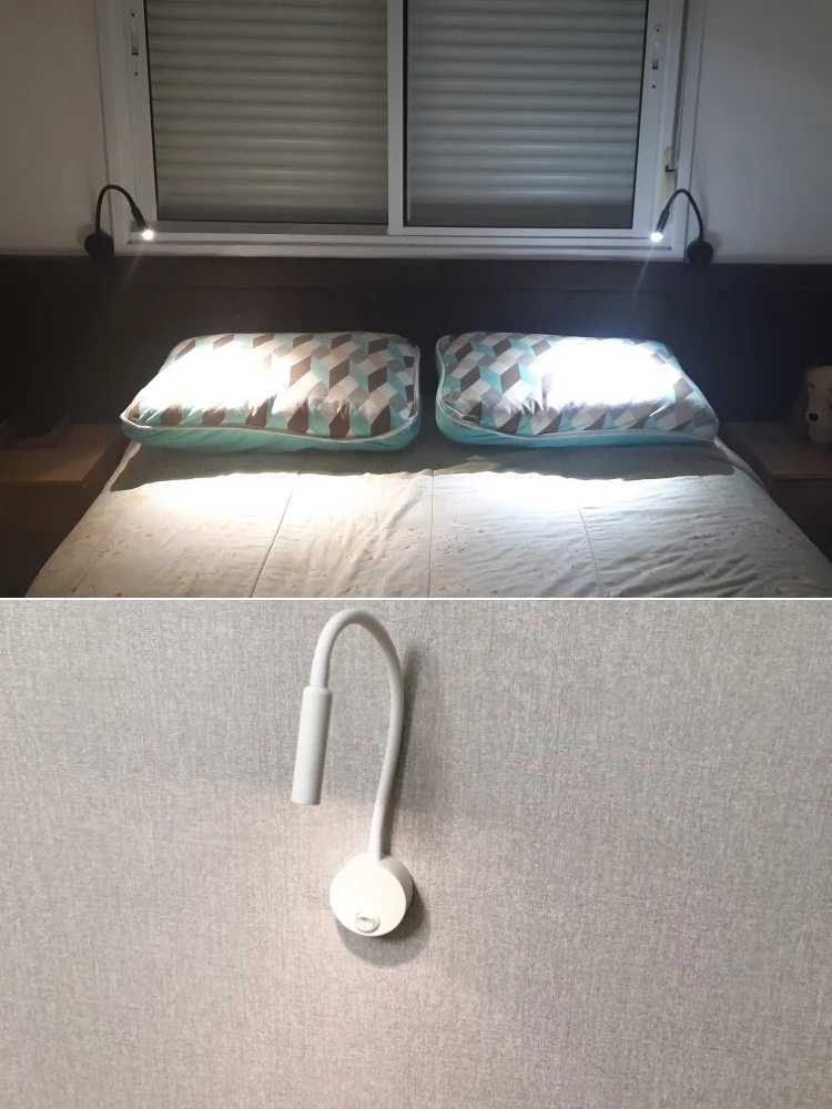 Vägglampa säng arbetande studie läsning lampa vägg lampor sconces 3w led bok lampvägg nattljus fixturer plats led eu us plug cordl2403