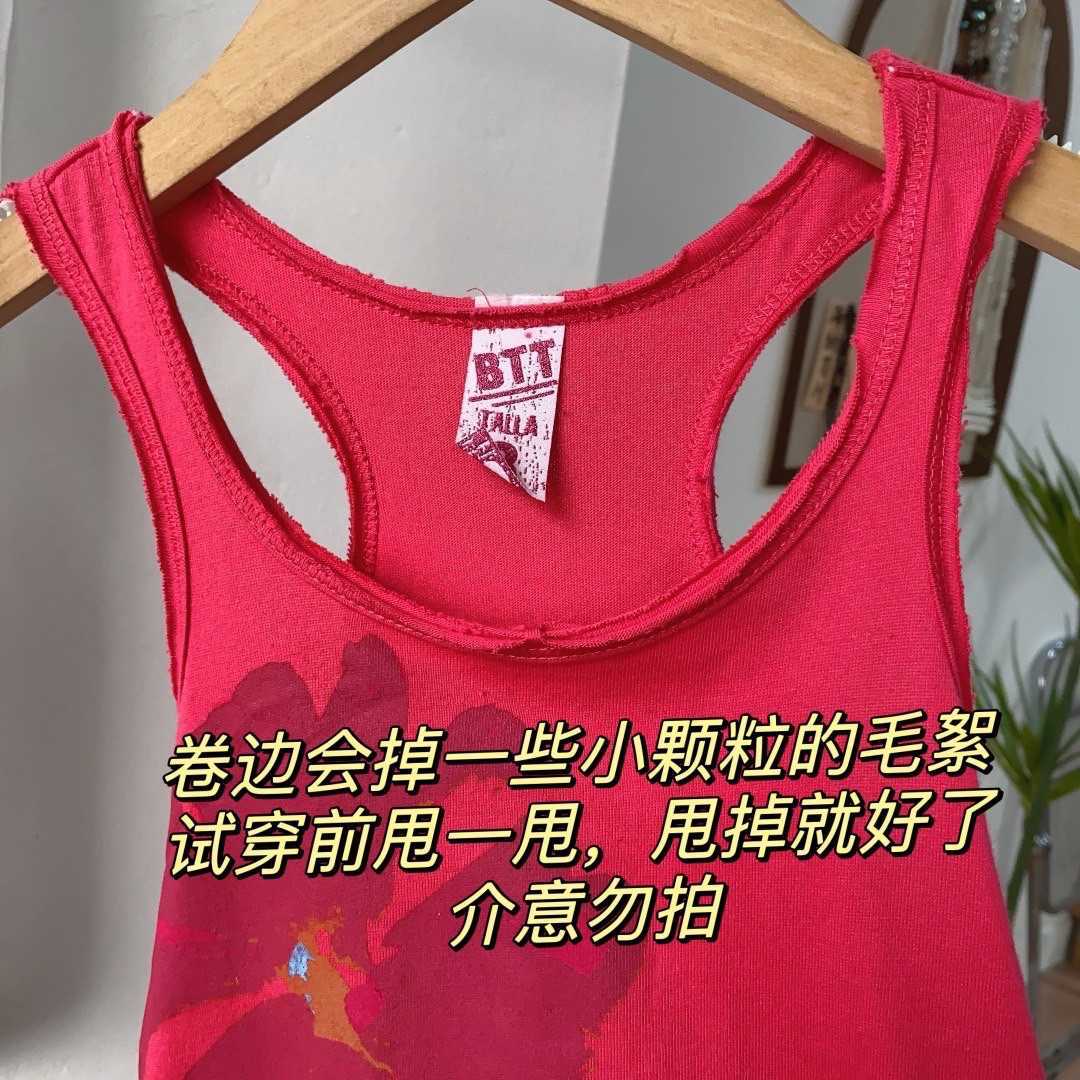 Grundläggande avslappnade klänningar Foreign Trad Millennium Printing Y2K Spicy Girl Slim Fit Racerback Tank Top med rem Inner Wear Summer Sleeveless Versatile 0133