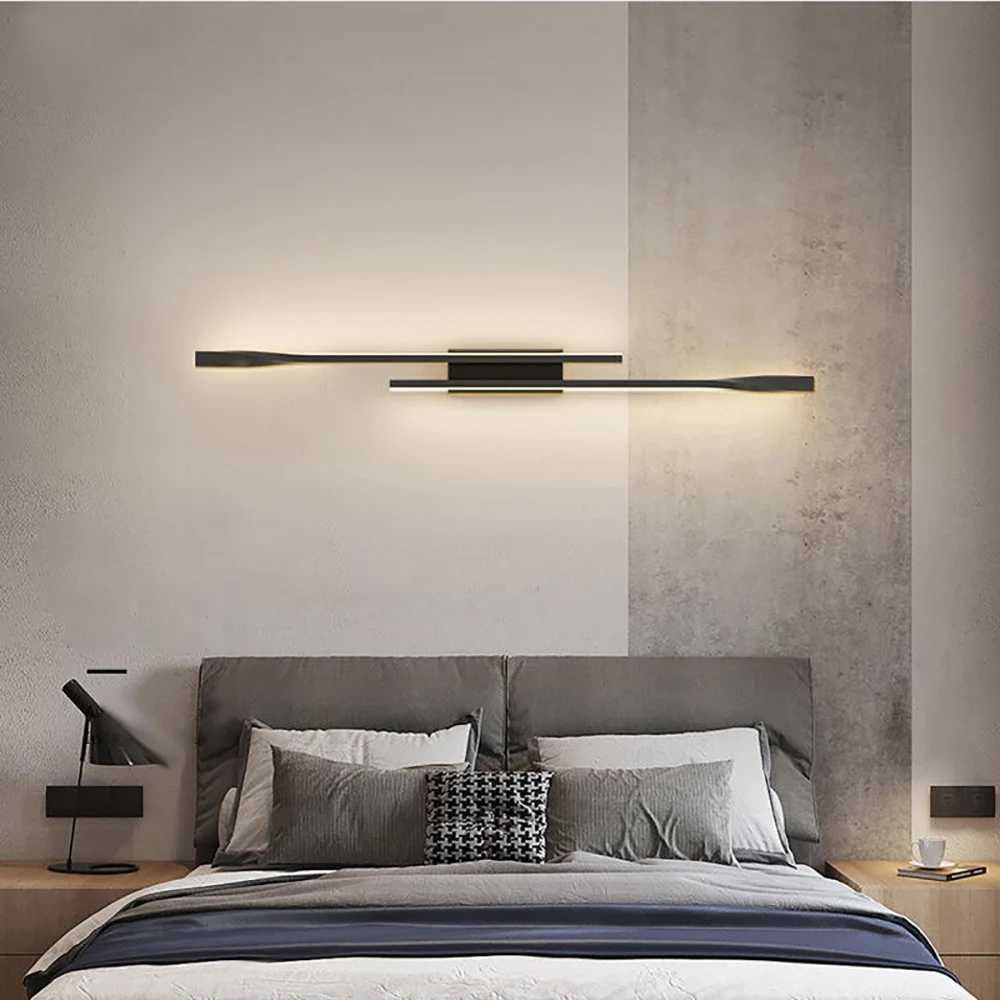 Wall Lamp Long strip wall lamp light luxury creative room bedroom bedside lamp simple modern Nordic living room TV wall lamp