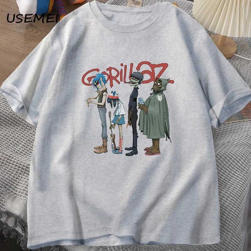 Men's T-Shirts Music Band Gorillaz PUNK ROCK T Shirt Men Women Summer 90s O-neck Cotton Short Sleeve T-shirts Clothes Vintage Y2K Clothing TeeL2402