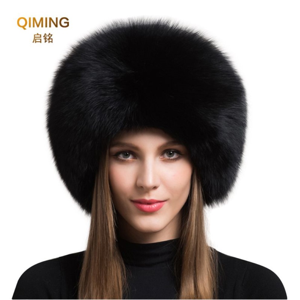 Dames 100% réel fourrure de renard chapeau femmes hiver chaud luxe Ski tête oreille plus chaud cache-oreilles moelleux en peau de mouton chaud neige casquette 201019263c