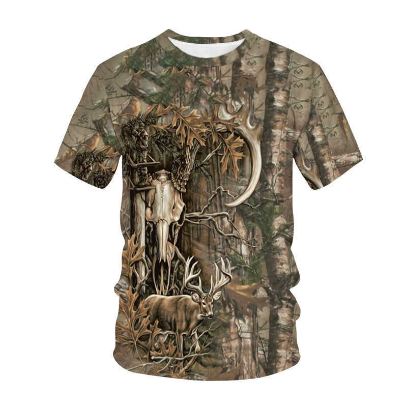 T-shirts pour hommes 3D T-shirt pour hommes Animal Cerf Cool Col rond Manches courtes